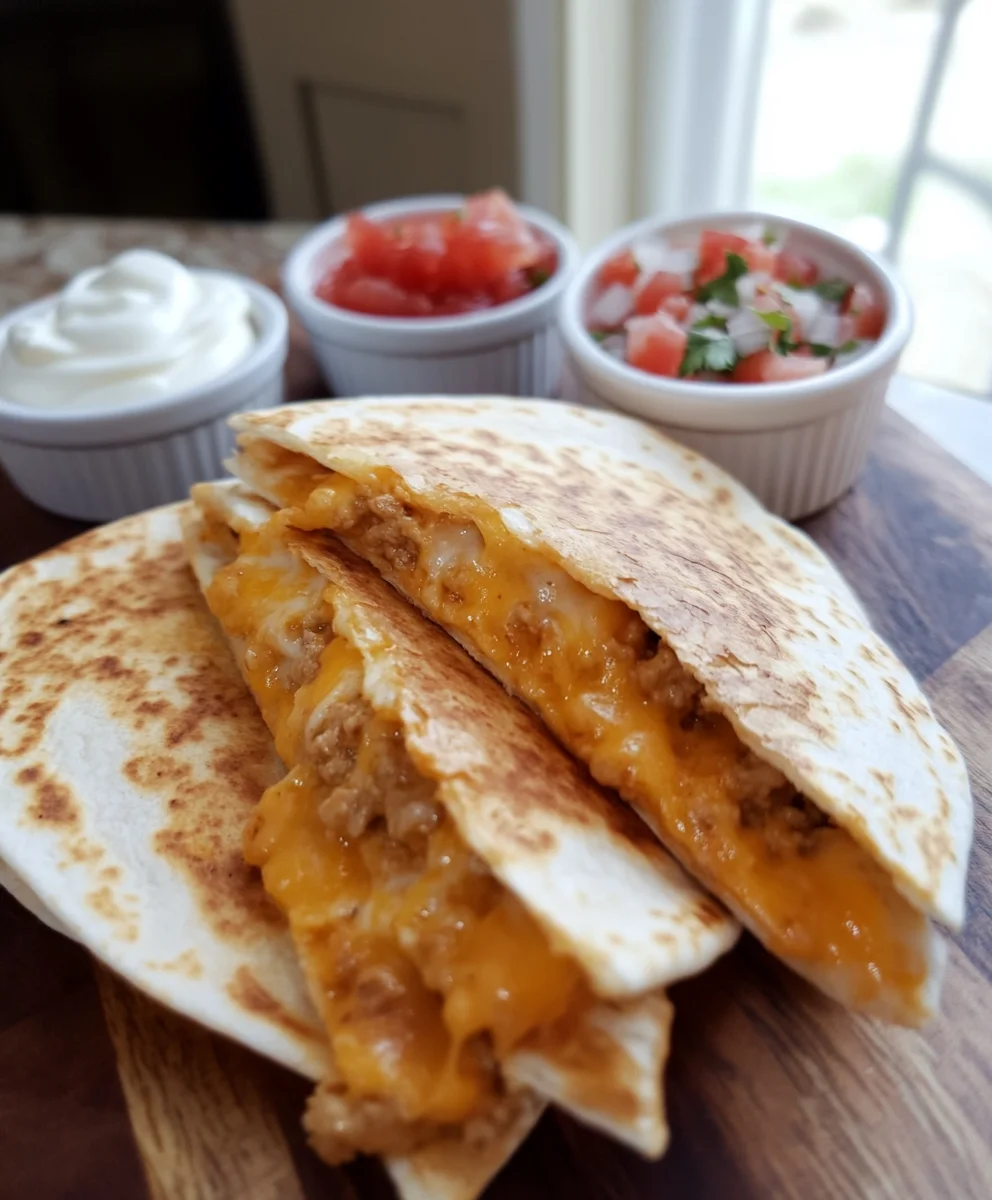 Cheesy Ground Beef Quesadillas 4 Cheesy Ground Beef Quesadillas