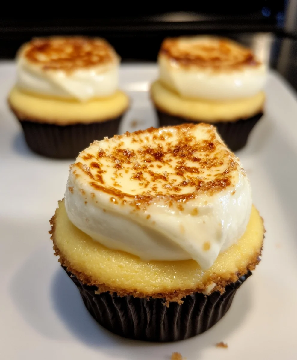 Vanilla Bean Crème Brûlée Cheesecake Cupcakes