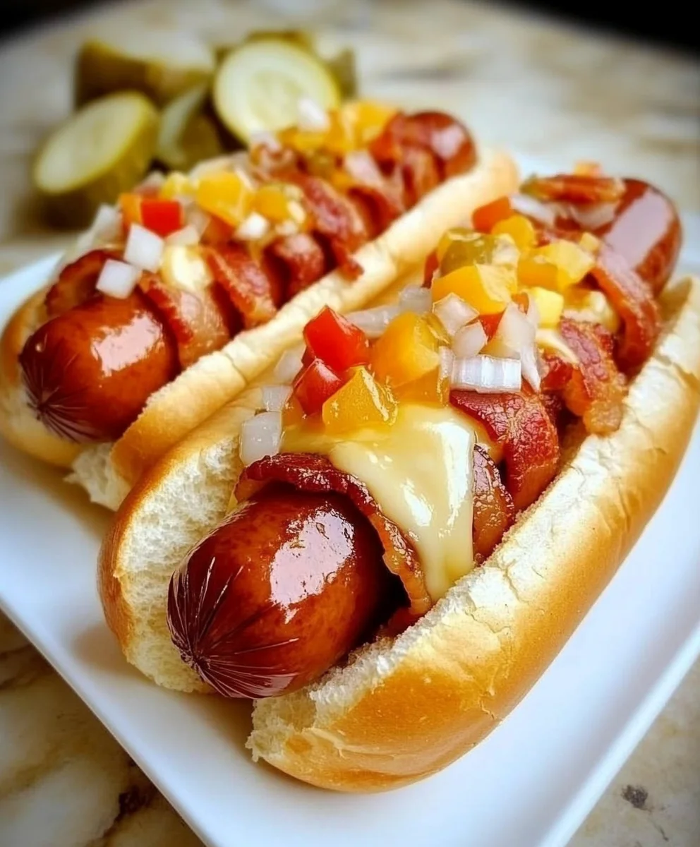 Cheesy Bacon Wrapped Hot Dogs