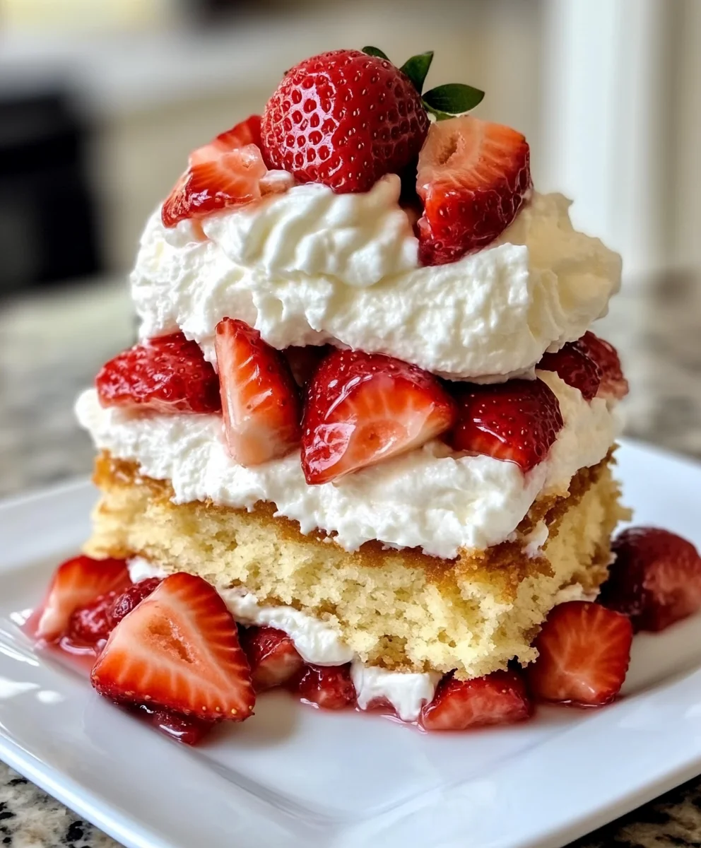 Strawberry Shortcake Cake with Cream