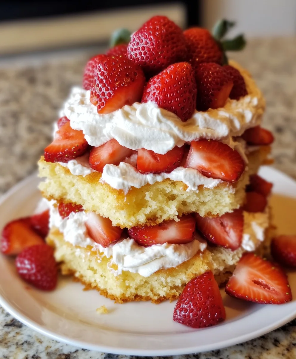 Strawberry Shortcake Cake with Cream