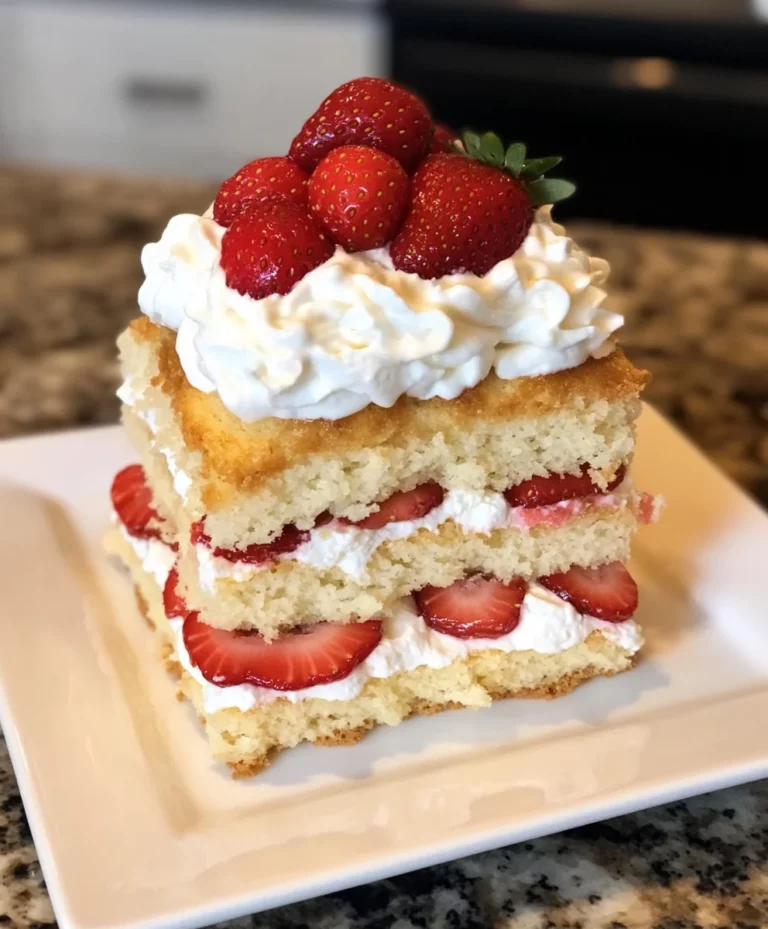 Strawberry Shortcake Cake with Cream