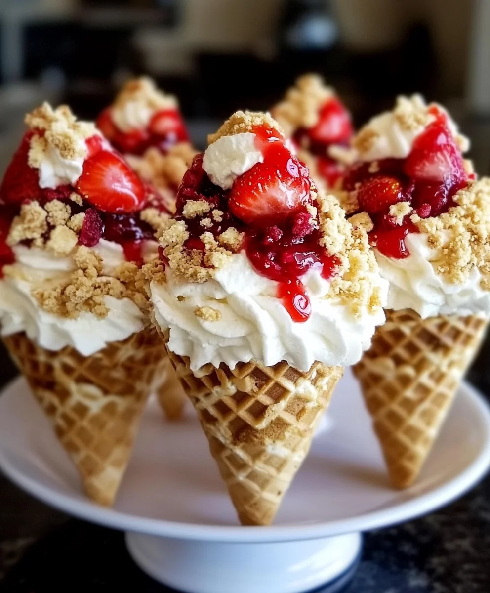 Strawberry Crunch Cheesecake Cones 24 Strawberry Crunch Cheesecake Cones