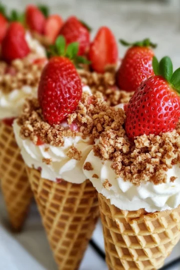 Strawberry Crunch Cheesecake Cones