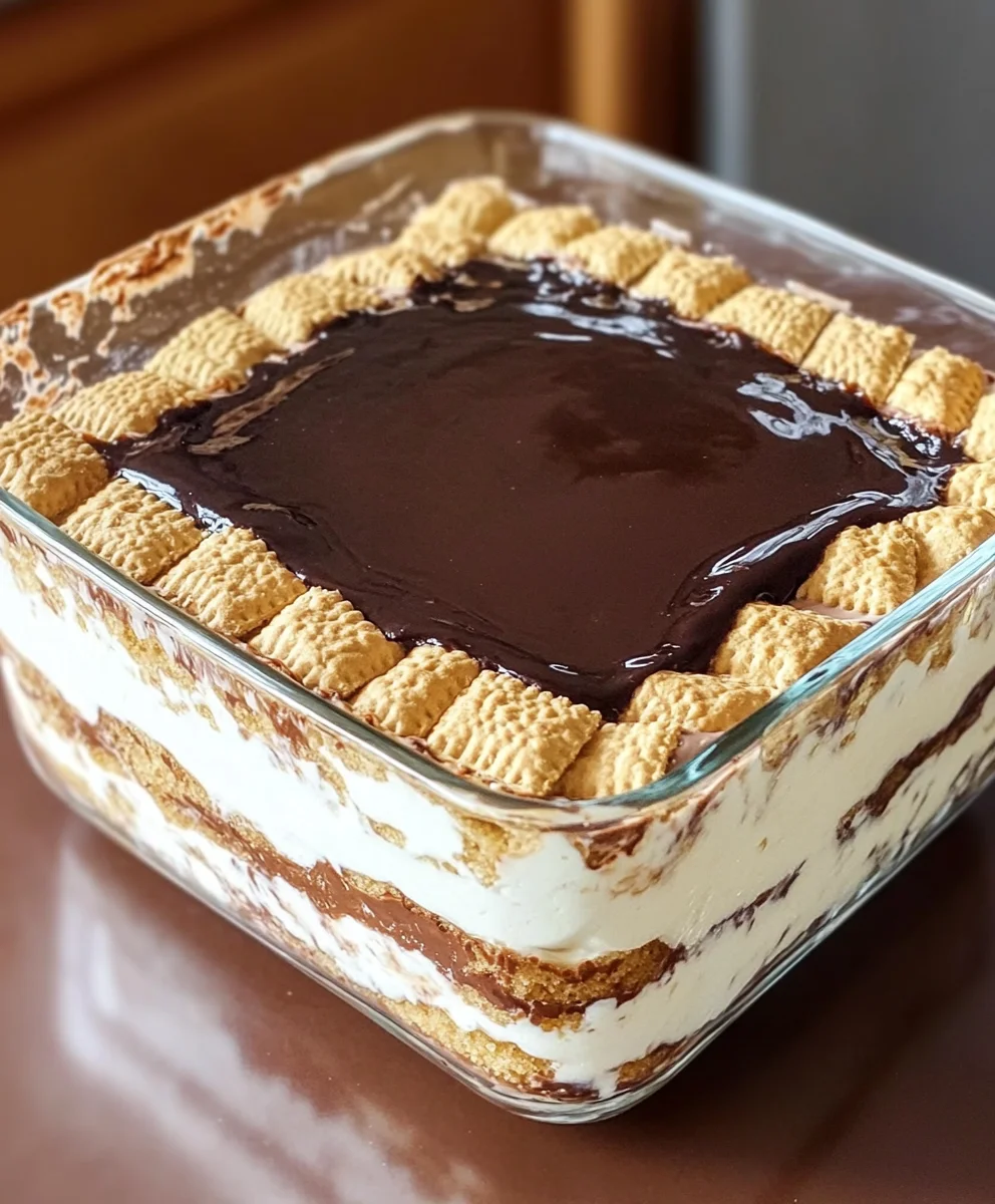 No Bake Chocolate Eclair Cake