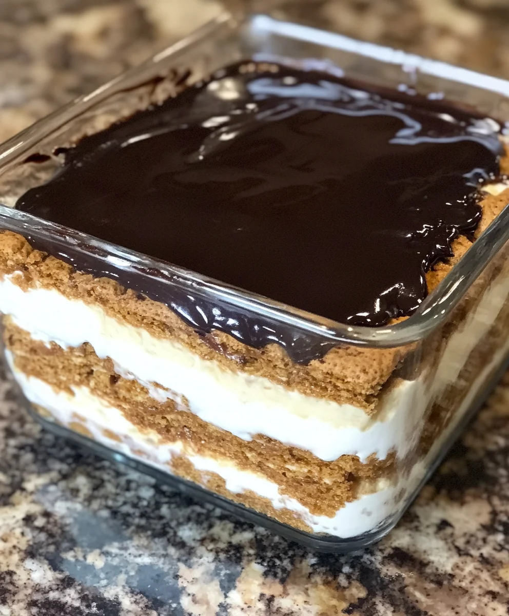 No Bake Chocolate Eclair Cake